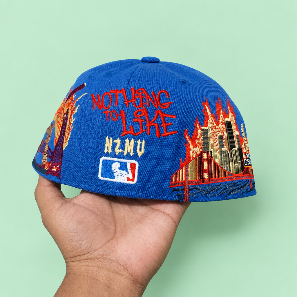 Blue cap ka embroidered back view