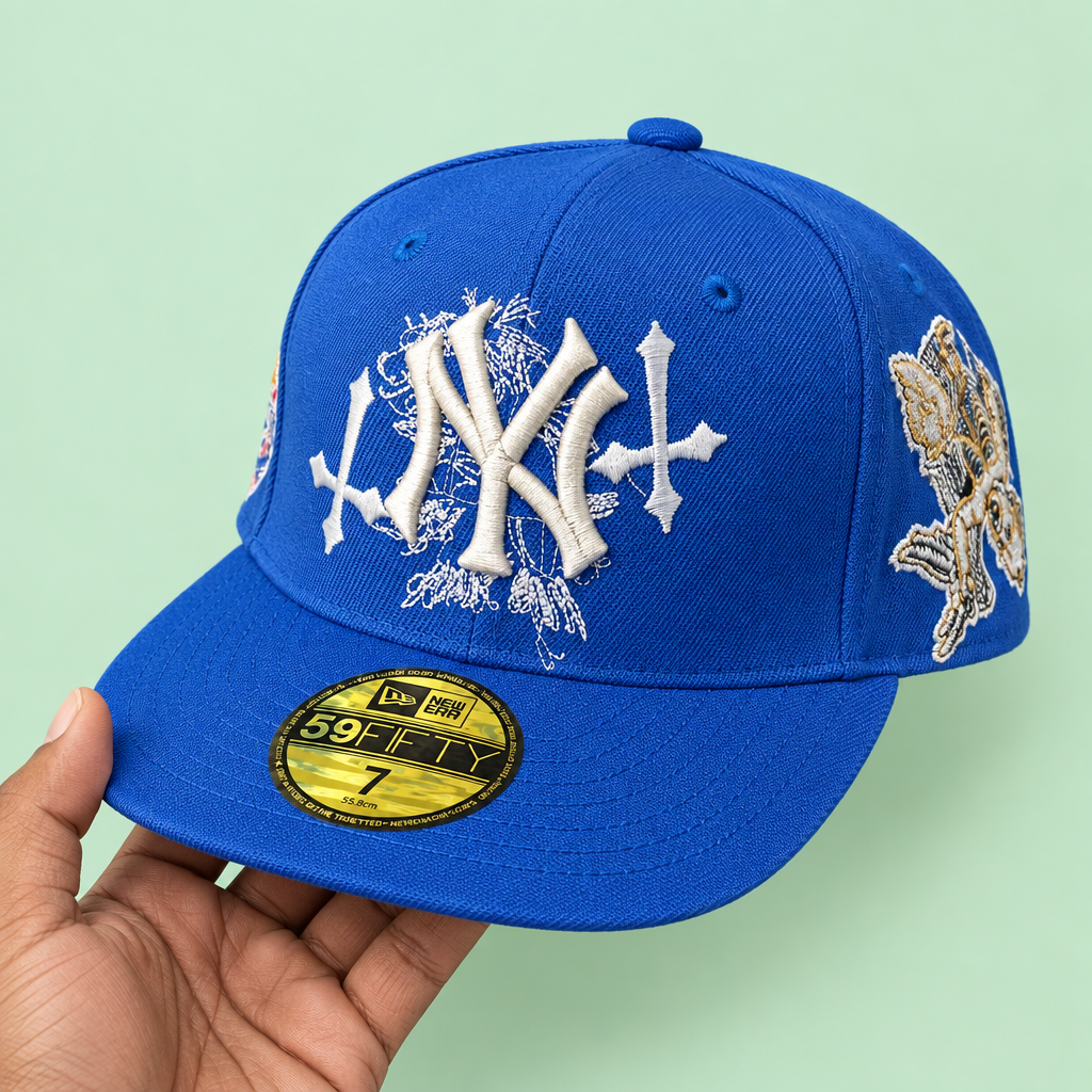Blue cap ka front-side view