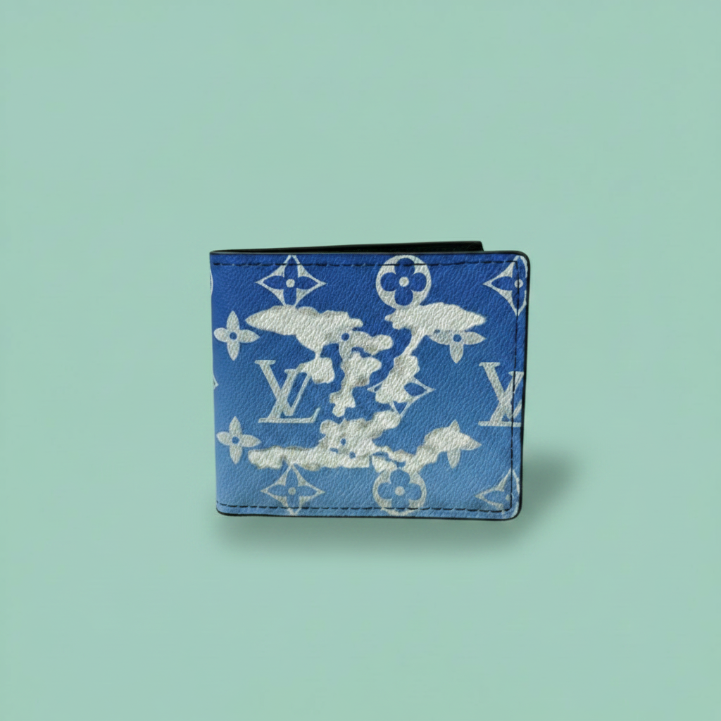 Blue monogram wallet matched mint background
