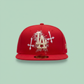 Red Embroidered Cap with Angel Artwork
