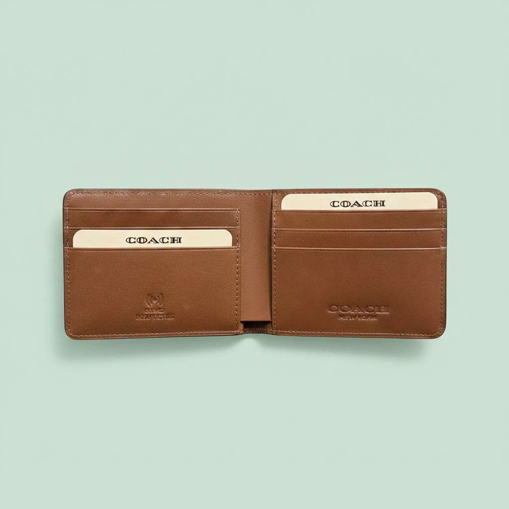Premium Monogram Bifold Wallet – Open Interior