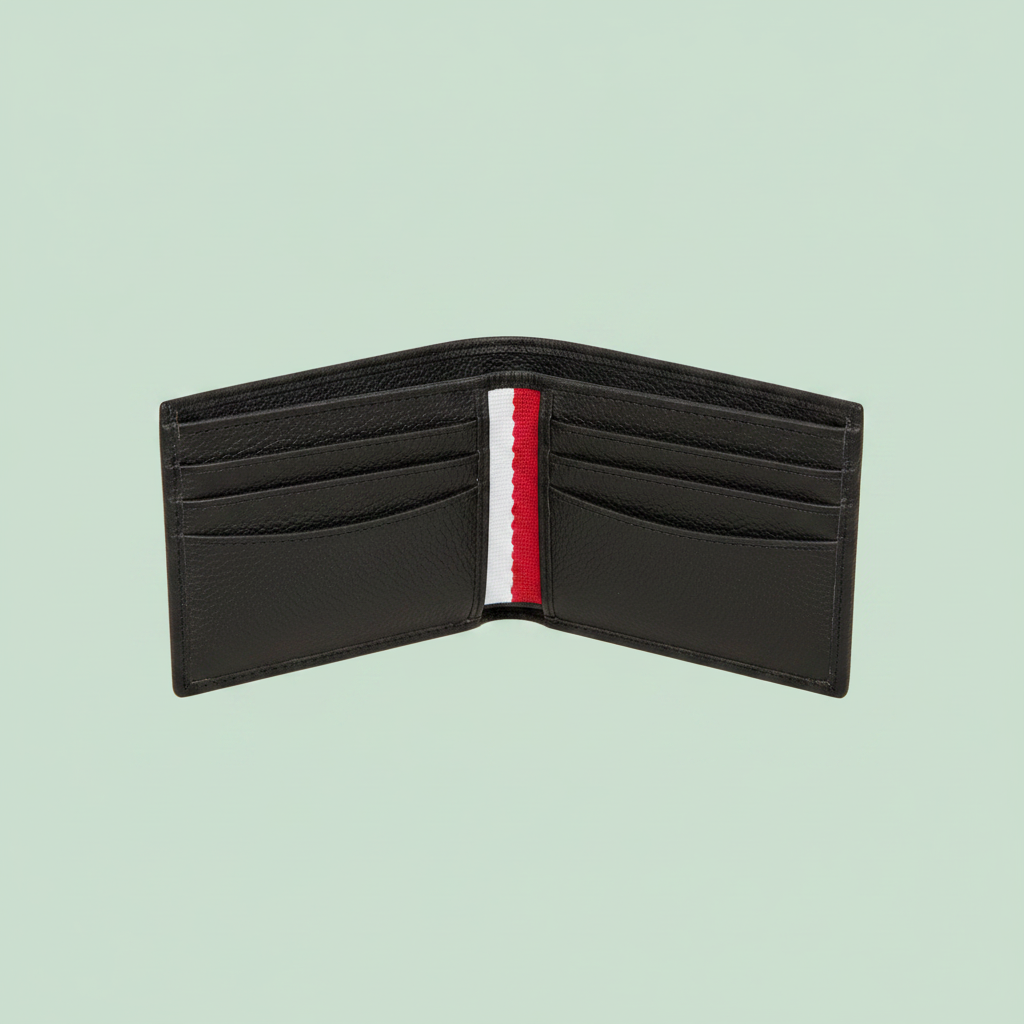 Premium Stripe Bifold Wallet – Open Interior