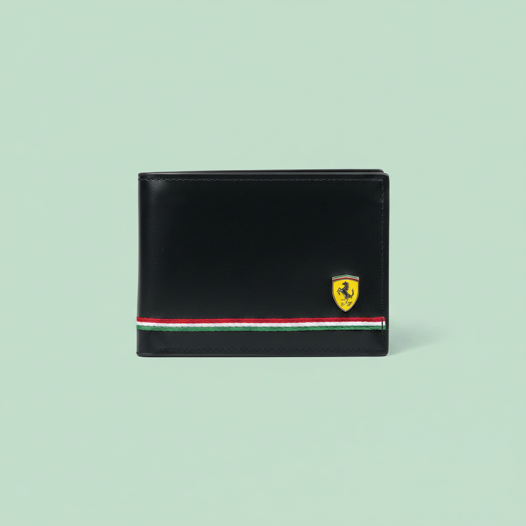 Premium Racing Shield Bifold Wallet – Front View