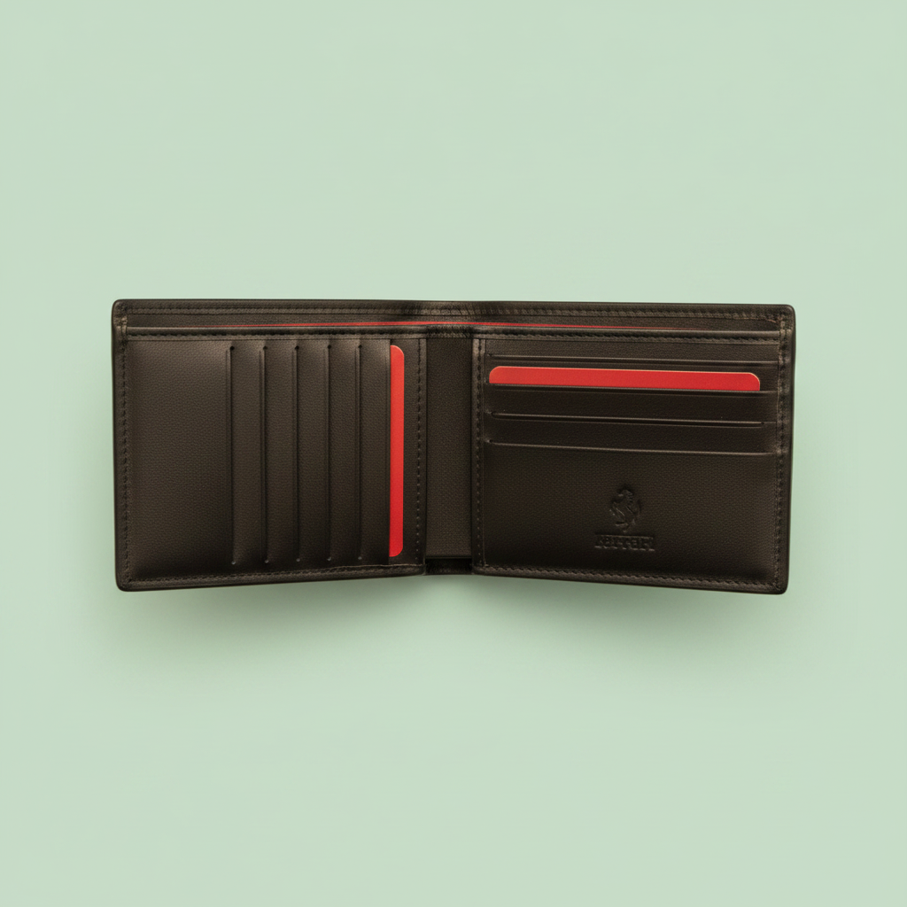Premium Racing Shield Bifold Wallet – Open Interior