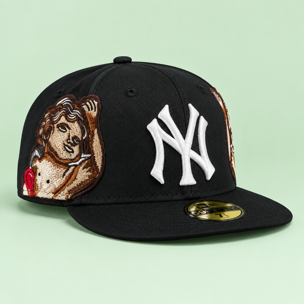 Table par black cap ka portrait-embroidered side view