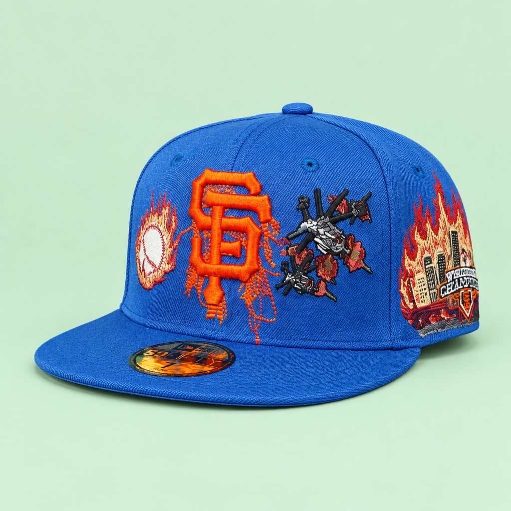 Table par blue-orange cap ka side view
